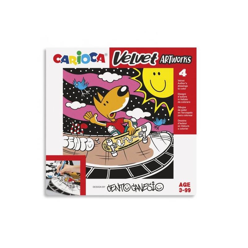 Carioca Pack De 4 Ilustraciones De Terciopelo Para Colorear - Suave Textura - Desarrolla Destreza Y Creatividad -