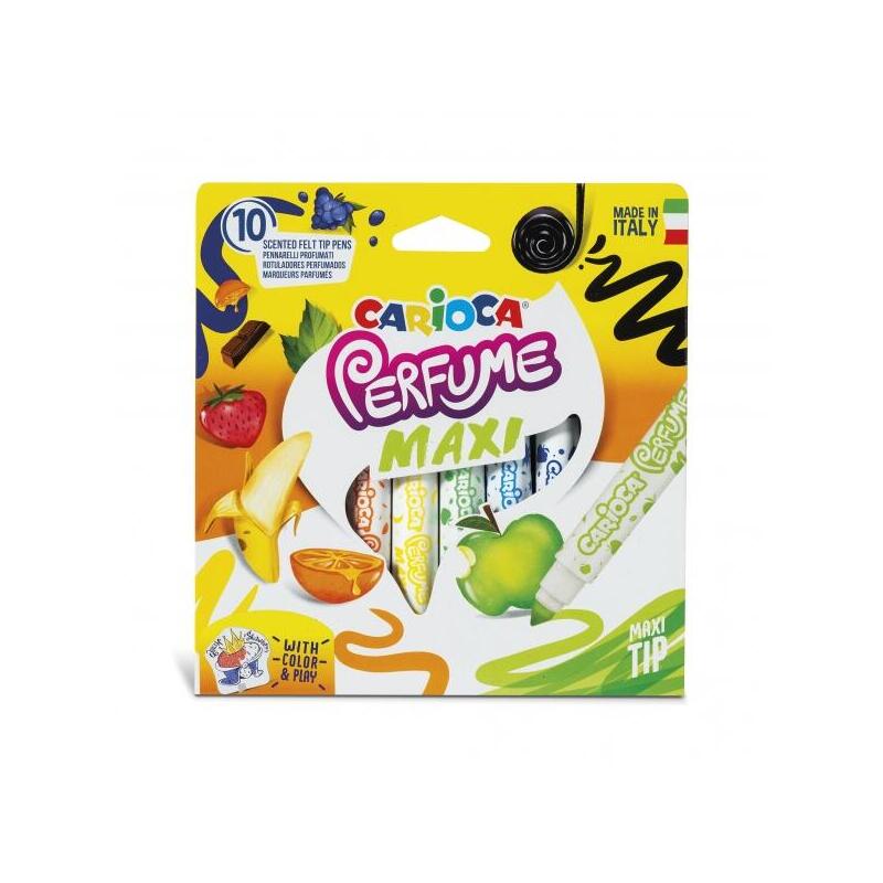 Carioca Perfume Maxi Pack De 10 Rotuladores - Tinta Perfumada - Lavable - Libre De Sustancias Alergenicas - Aromas