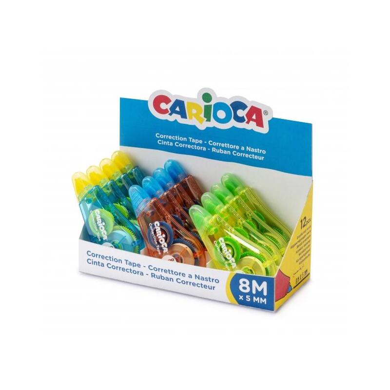 Carioca Tape Expositor De 12 Correctores - Cubriente - Se Puede Volver A Escribir Enseguida - Ideal Para Cualquier Tipo