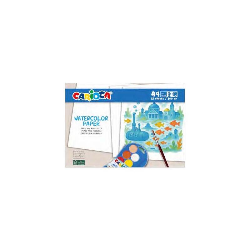 Carioca Watercolor Pack Con 15 Hojas A4 Para Acuarela - Papel De 300gr - No Deja Que Los Colores Traspasen