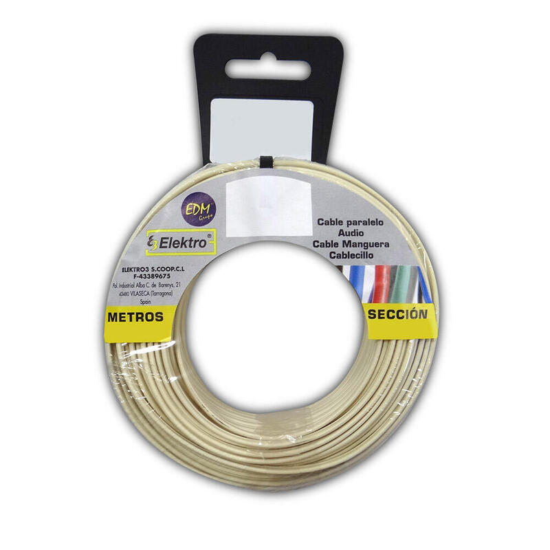 Carrete Cable Paralelo Telefono Blanco 2 Vias 20m