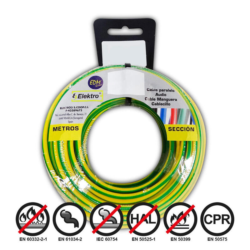 Carrete Cablecillo Flexible 1,5mm Bicolor Libre De Halógenos 20m