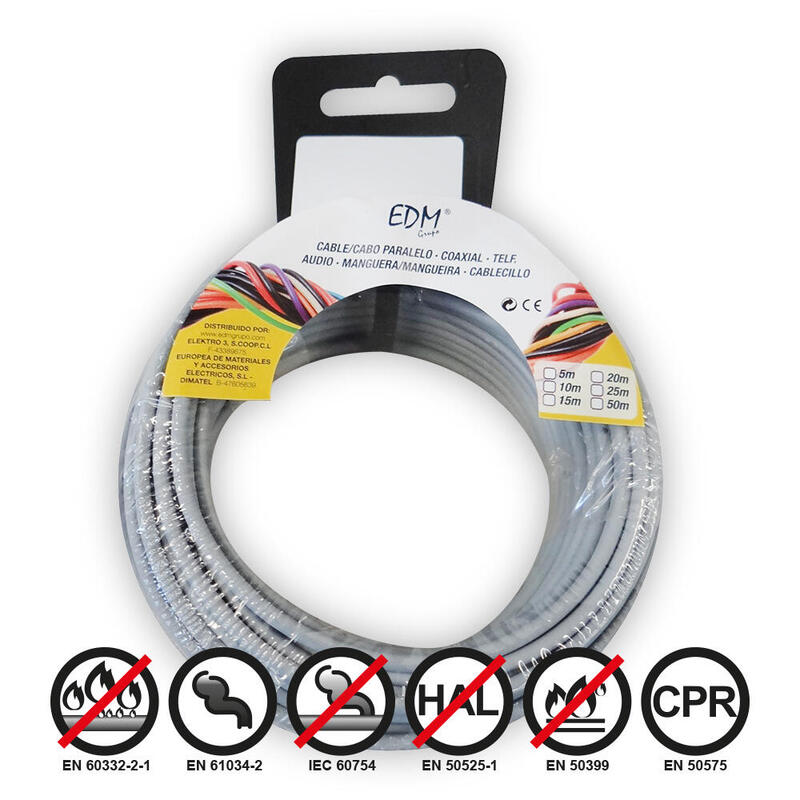 Carrete Cablecillo Flexible 1,5mm Gris Libre De Halógenos 50m