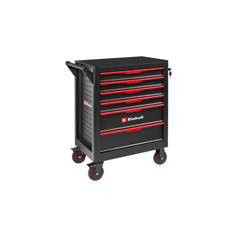 Carro De Taller Vacío Einhell, 6 Cajones, Carro Para Herramientas Negro/Rojo, 4 Cajones Planos, 2 Altos 375402