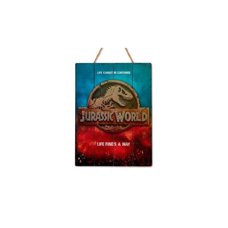 Cartel De Madera Woodart - Logo Jurassic World Park · Ingles