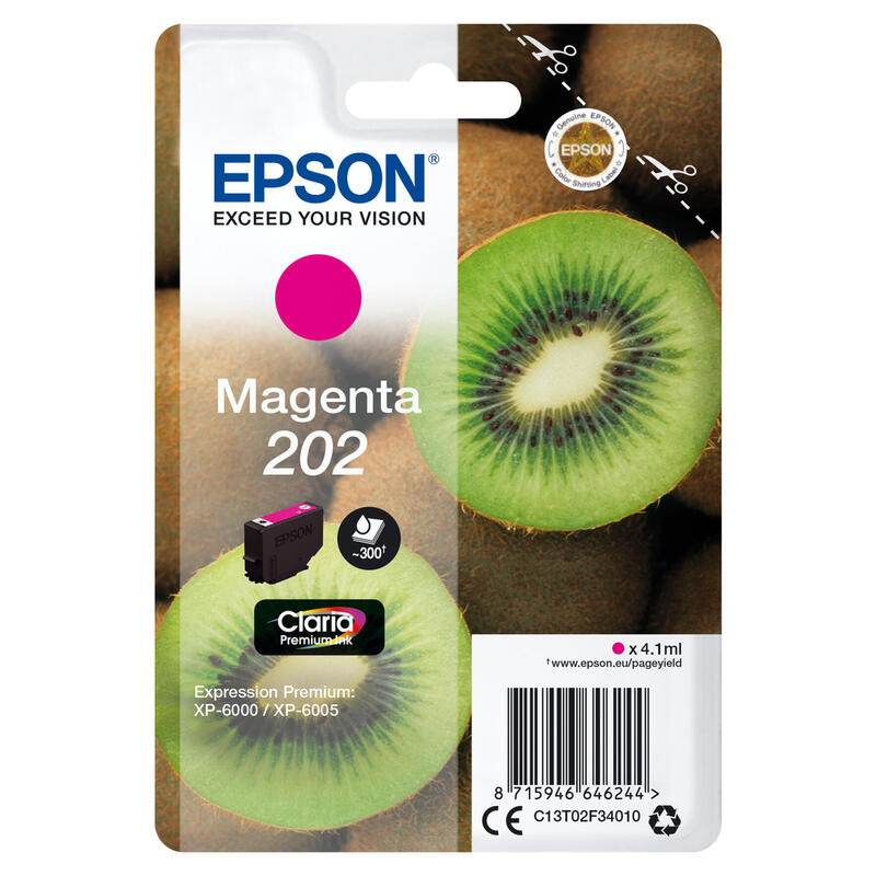 Cartucho Tinta Epson C13t02f34010 Singlepack Magenta 202 Claria Premium Ink Xp-6000 / Xp-6005 / Kiwi
