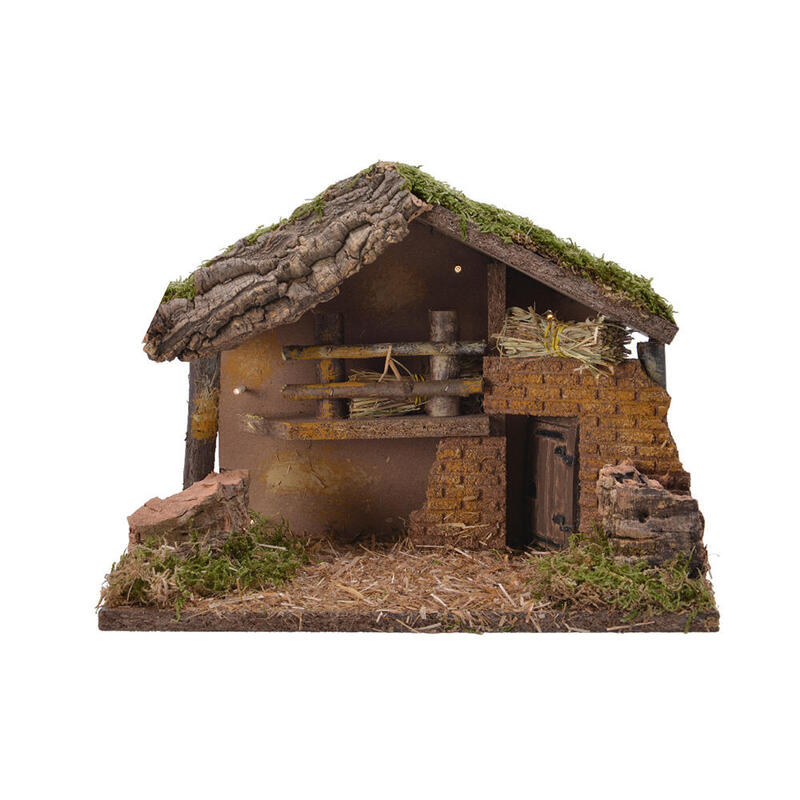 Casa Para Belen Con Led Y Musgo 32x16x24cm