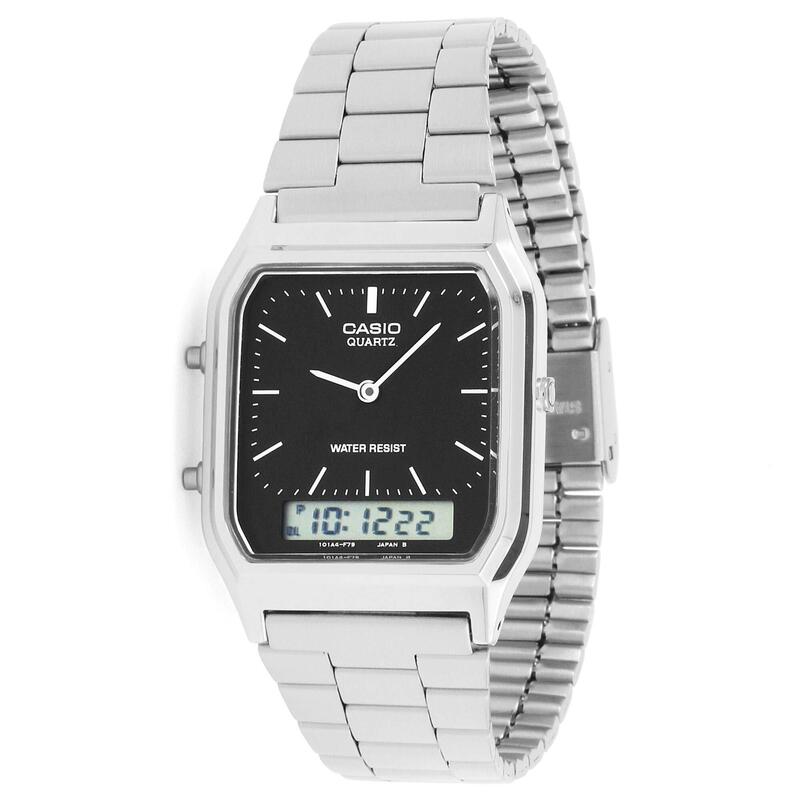 Casio Aq230a-1dmq Collection Unisex Retro Armbanduhr, Negro/Silber