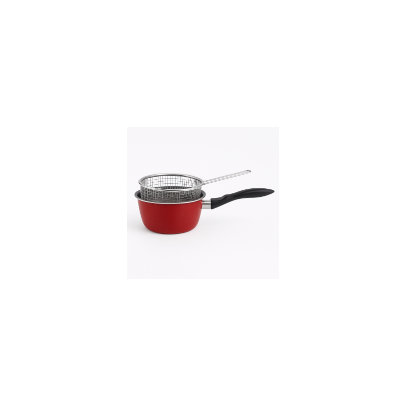 Cazo Con Cestillo Magefesa K2 Rojo 16 Acero Antiadherente Acero Inoxidable Todo Tipo Cocinas