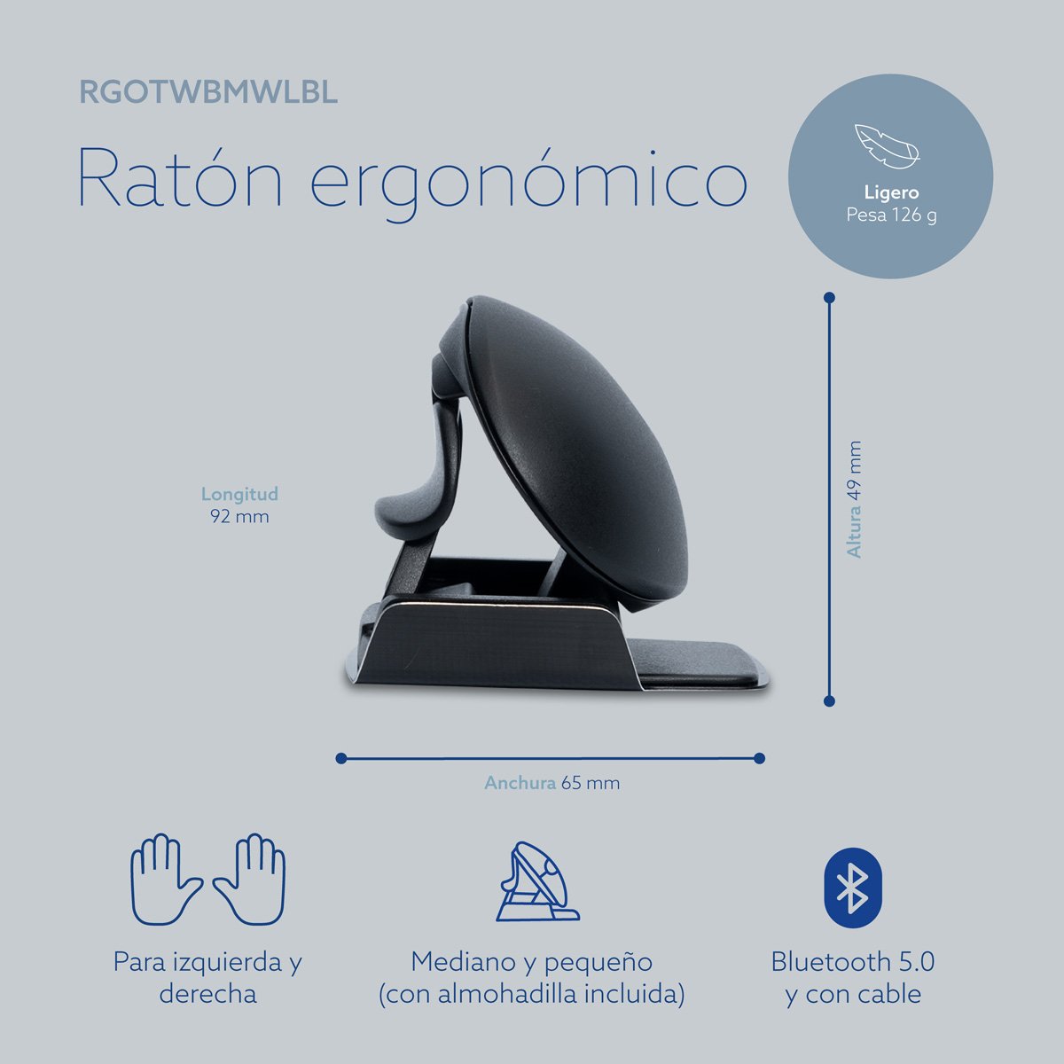 EAN 8719274491927 - R-Go Tools RGOTWBMWLBL ratón Oficina Ambidextro Bluetooth + USB Type-A Óptico 2400 DPI imagen 15