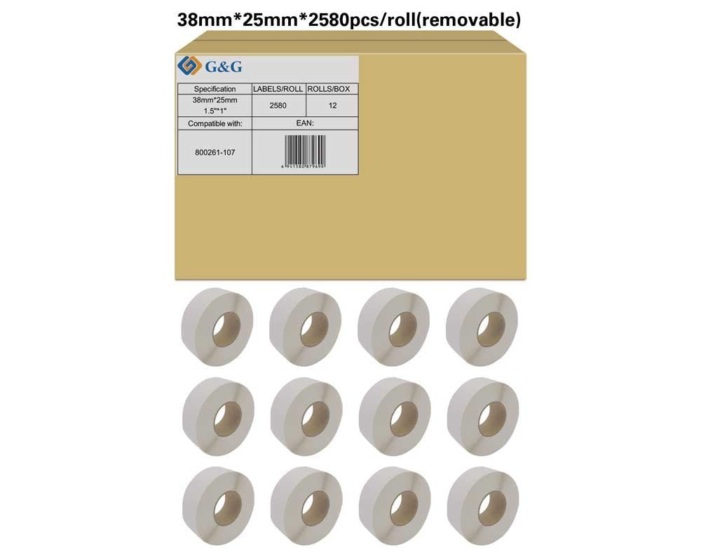 G&G 12x Etikettenrollen Compatible Con Zebra 800261-107