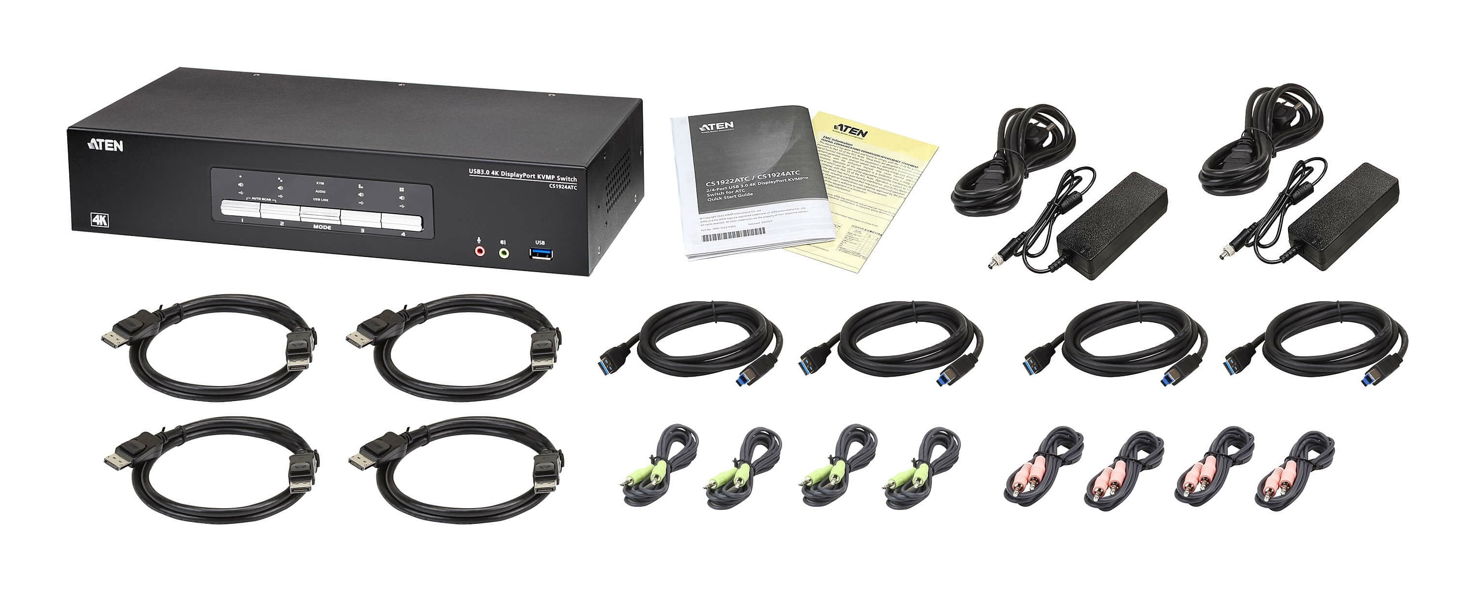 Aten Cs1924atc 4-Port Usb 3.0 4k Displayport Kvm Switch Fr Atc