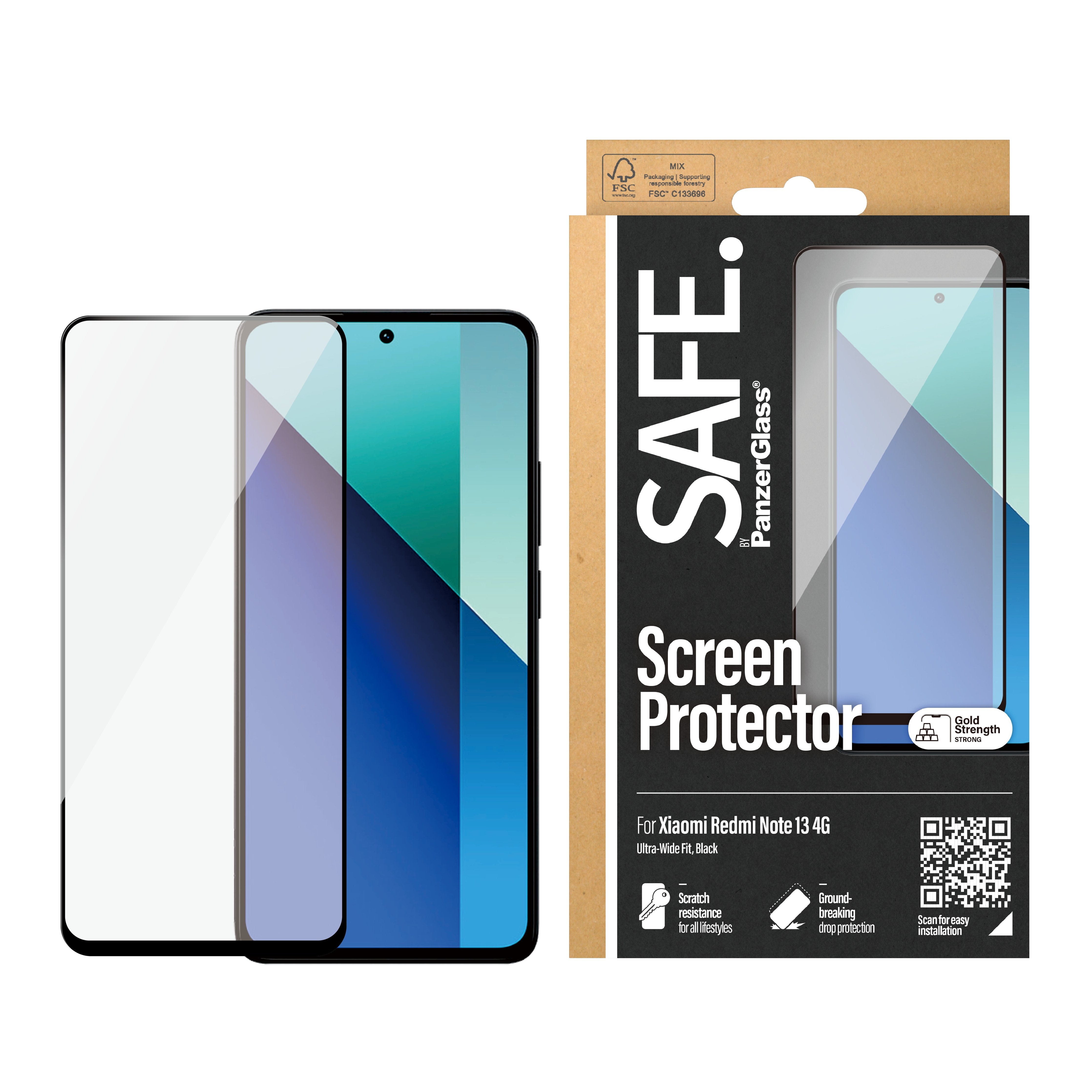 EAN 5711724957291 - PanzerGlass SAFE. by ® Screen Protector Xiaomi Redmi Note 13 4G | Ultra-Wide Fit Protector de pantalla 1 imagen 2