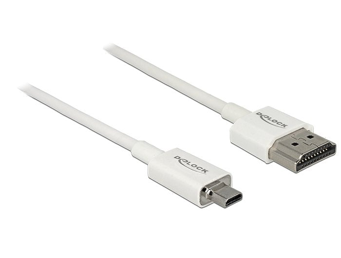 Delock Cable High Speed Hdmi Mit Ethernet - Hdmi-A Stecker > Hdmi Micro-D Stecker 3d 4k 0.25 M Slim High Quality