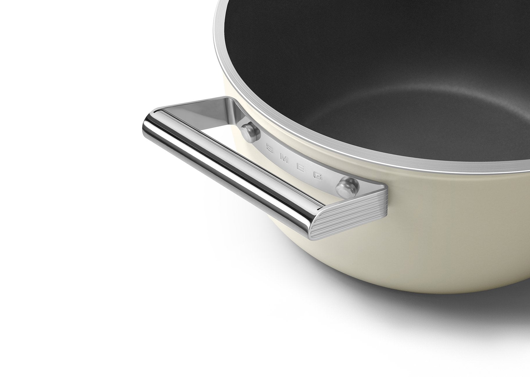 Smeg Csf2412crm Kasserolle, 24 Cm, Keramik, Edelstahlgriff, Cremefarben Matt