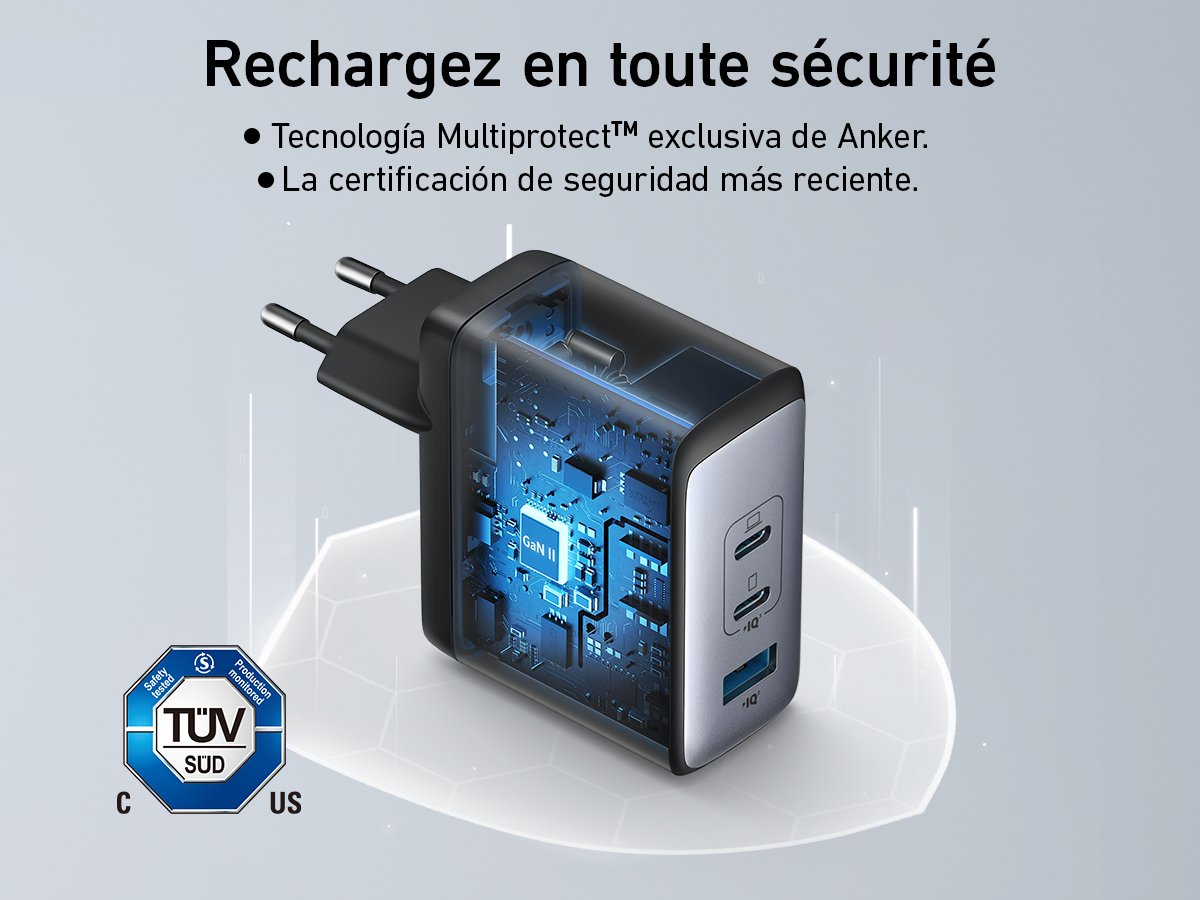 Cargador De Pared Anker 736 Nano Ii 1xusb-A 2xusb Tipo-C 100w
