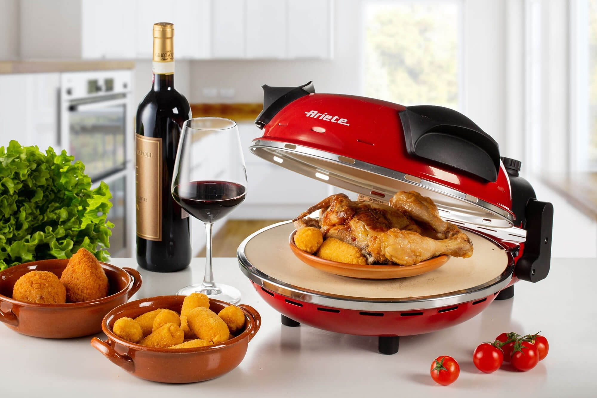 Mini Horno Para Pizza Ariete 909 1200w Ø33cm 5 Niveles Temperatura Regulador Hasta 400º Piedra Refractaria Alta Calidad