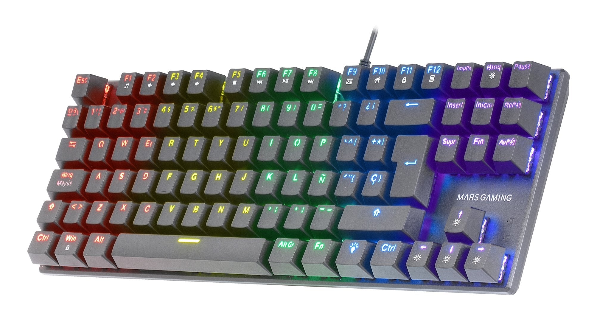 Mars Gaming Mk80 Teclado Gaming Mecanico - Tkl Compacto - Iluminacion Rgb - Teclas Imborrables - Switches Antipolvo -
