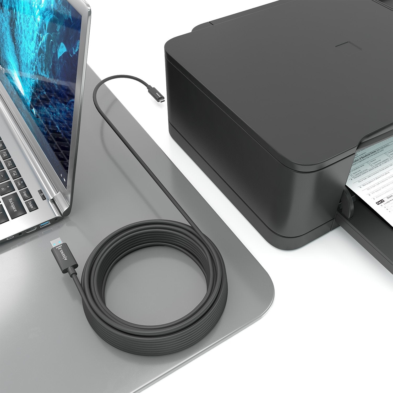 Aisens Cable Usb3.2 Gen2x1 10gbps Aoc Solo Datos, Usb-A/M-Usb-C/M, Negro, 40m