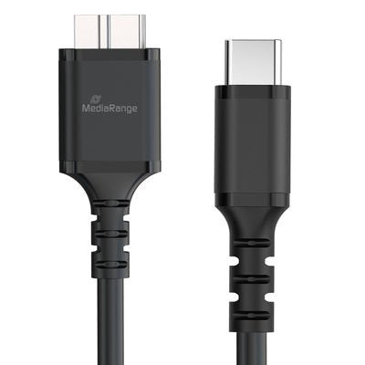 Mediarange Ladecable Micro-B A Usb-C Usb 3.0, 0,5m, Sw