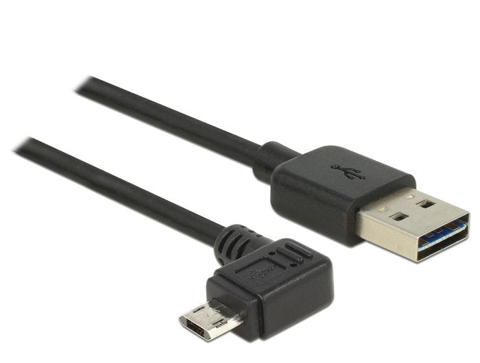 Delock Cable Easy-Usb 2.0 Typ-A Stecker > Easy-Usb 2.0 Typ Micro-B Stecker Gewinkelt Links Rechts 5 M Schwarz