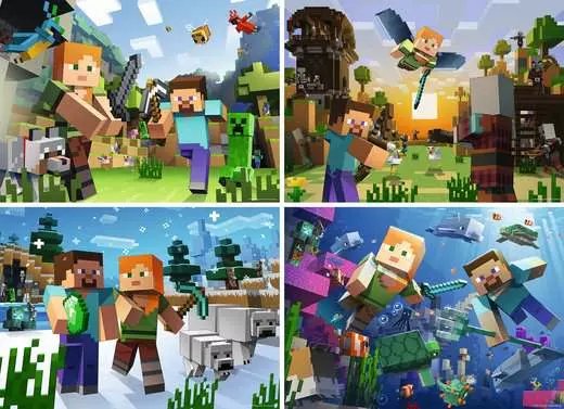 EAN 4005556057160 - Ravensburger 4 in a box Minecraft Puzzle rompecabezas 100 pieza(s) Videojuego imagen 2