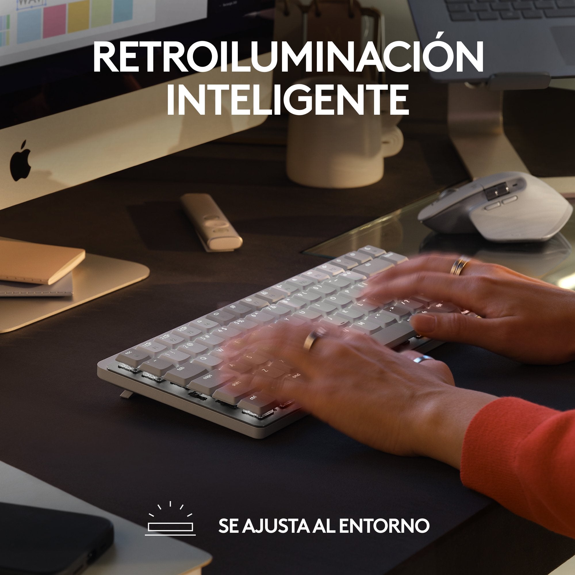 Teclado Ingles Logitech Mx Mini Mechanical For Mac Bluetooth Qwerty Internacional De Ee.Uu. Gris, Blanco