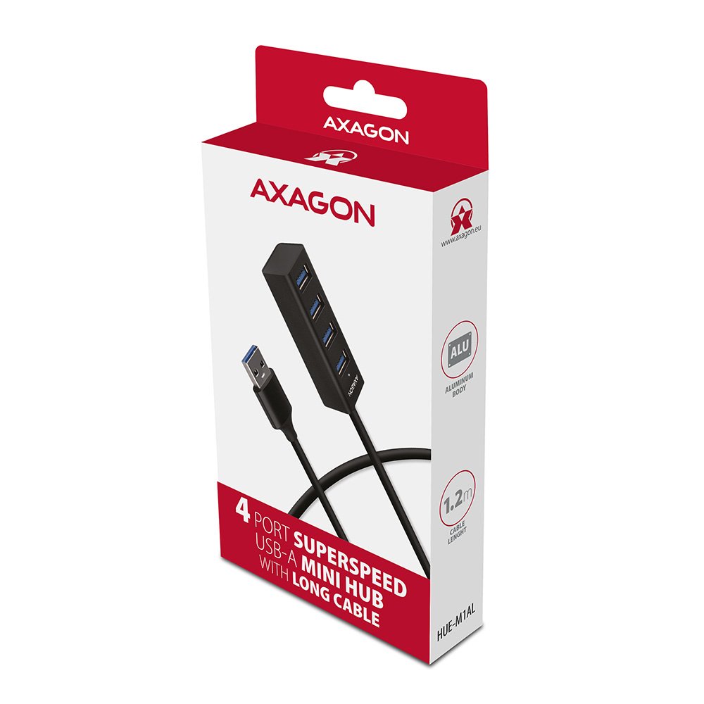 EAN 8595247906212 - Axagon HUE-M1AL hub de interfaz USB 3.2 Gen 1 (3.1 Gen 1) Type-A 5000 Mbit/s Negro imagen 7