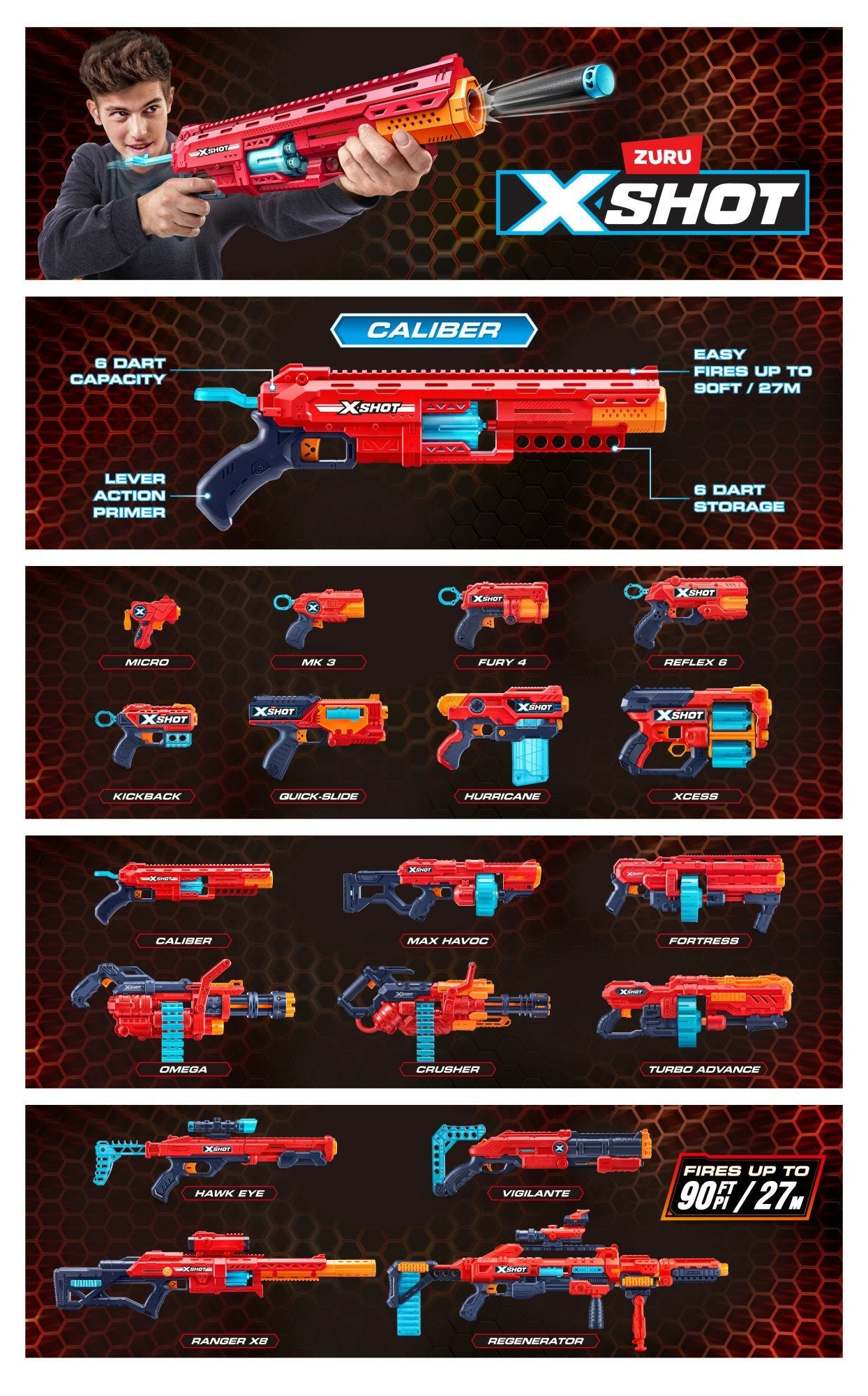 Zuru X-Shot Excel - Calibre Blaster, Lanzador De Dardos 36675