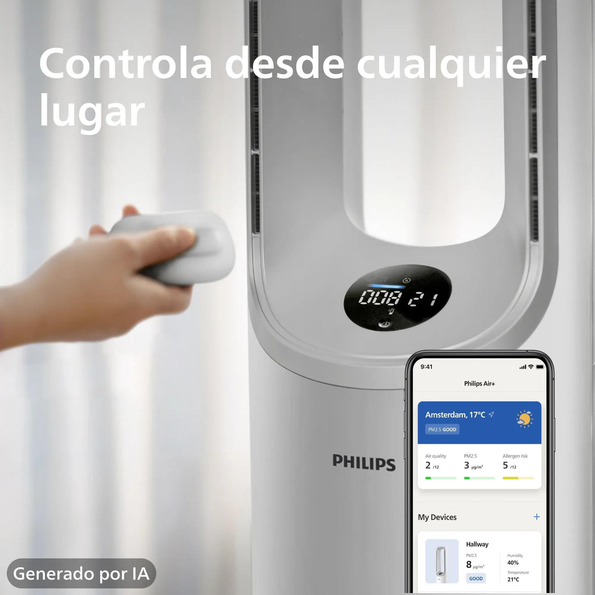 EAN 8720389019395 - Philips AMF765/10 purificador de aire 70 m² 47 dB 40 W Blanco, Gris imagen 18