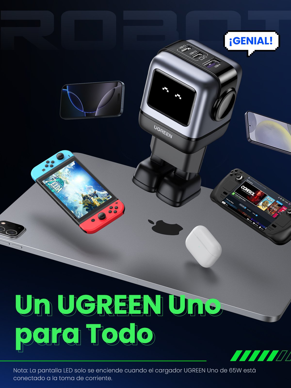 EAN 6941876236688 - Ugreen Nexode RG 65W 3-Port GaN Ordenador portátil, Teléfono móvil, Portátil, Batería portátil, Teléfono imagen 11