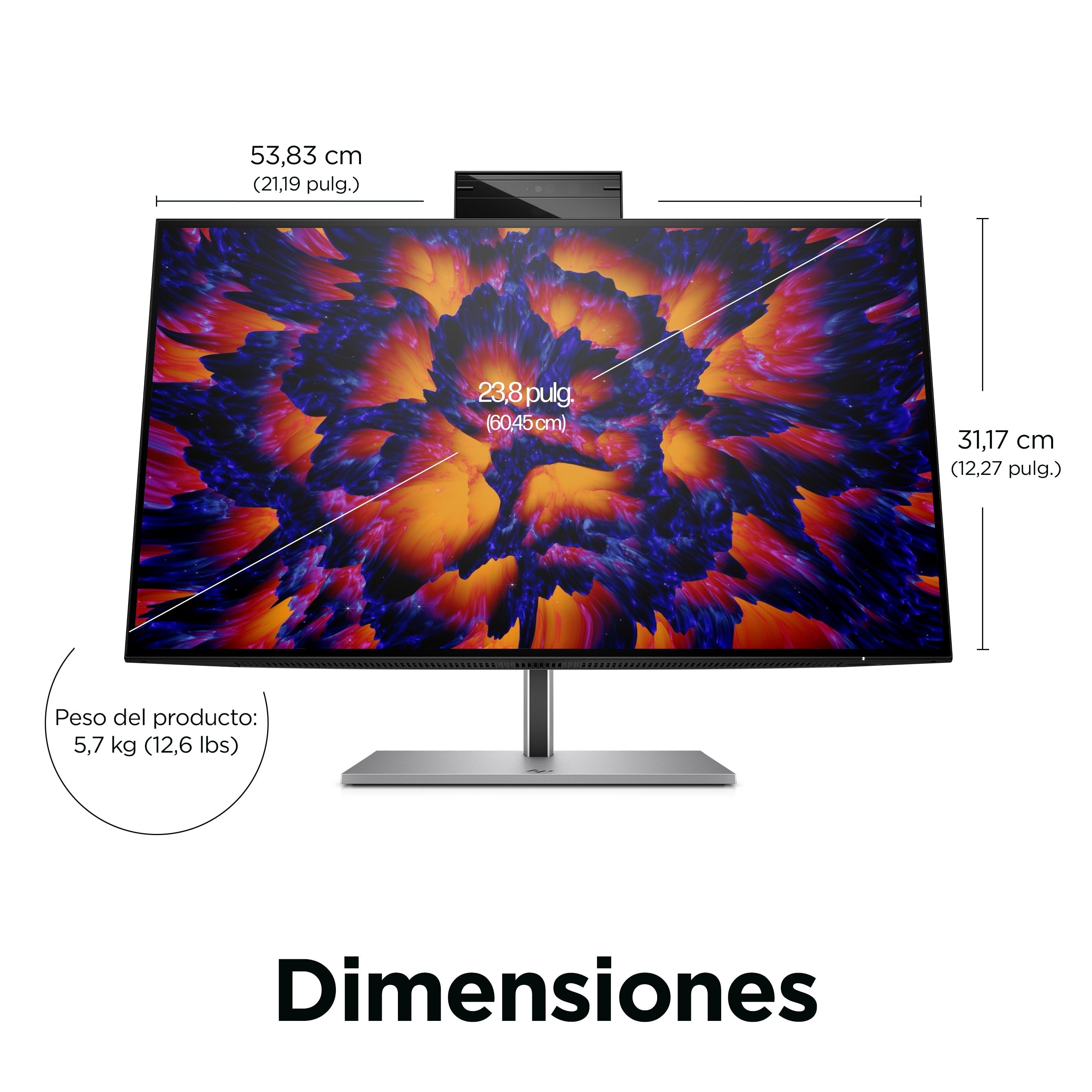Hp Monitor Z24m G3 Qhd Usb-C Pd Workstation 23.8'' Ips 2560x1440 5ms Dp Hdmi Usb-C Altavoces Camara Web 5mp Y Microfono Integrados
