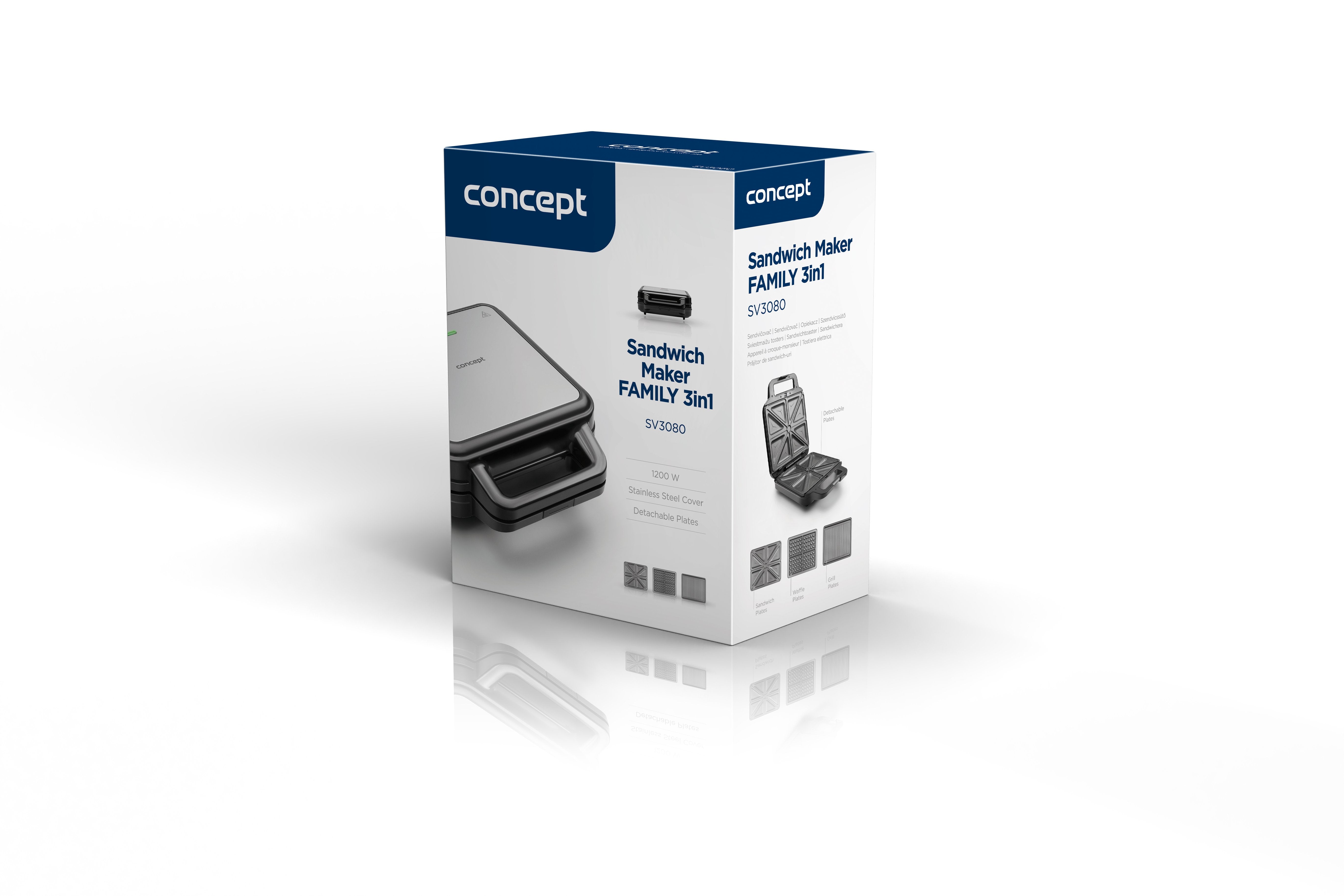 EAN 8595631020524 - Concept SV3080 sandwichera 1200 W Acero inoxidable, Negro imagen 8