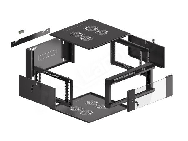 Rack De Pared De 19 "4u / 570x600 Paquete Plano De Montaje Rápido Desmontable Black Lanberg