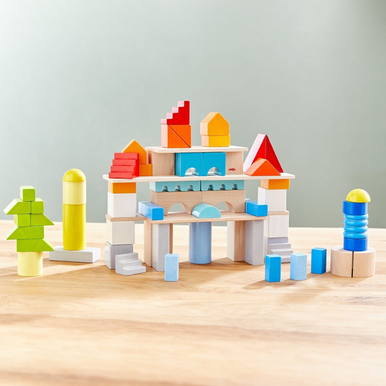 Haba Base De Construcción Colorido, Establecido Medio, Juguetes De Diseño 2010921001