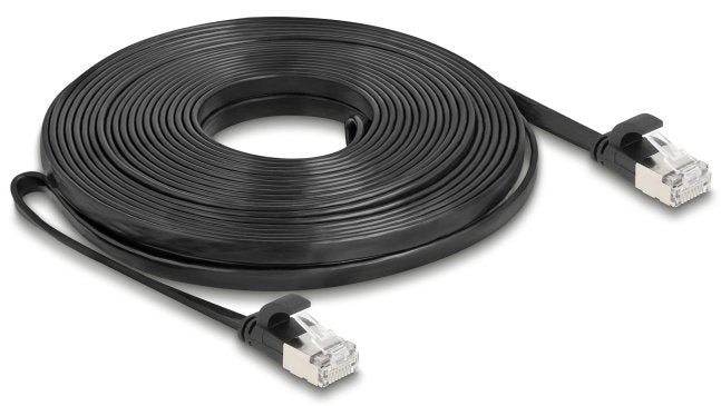 Delock Rj45 Flachband Cable De Red Stecker Zu Stecker Cat.6a U Ftp 10 M Schwarz