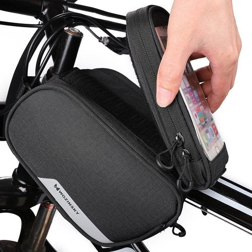 Wozinsky Wbb7bk Bolsa De Bicicleta Para Cuadro + Funda De Teléfono Desmontable Negro