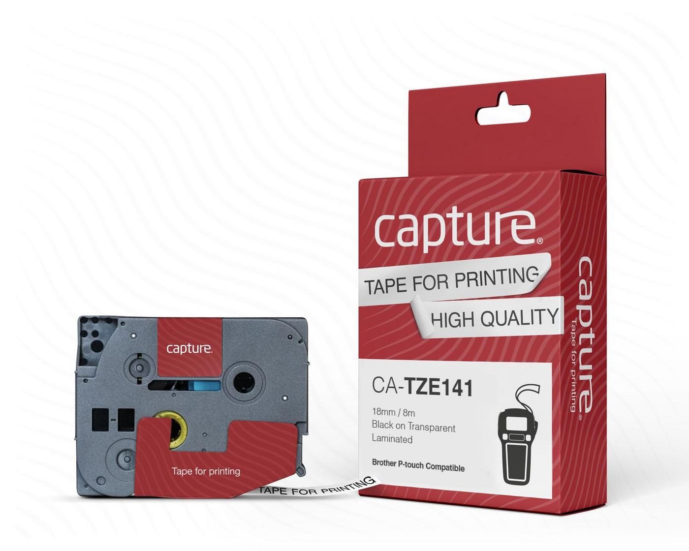18mm X 8m Black On - Transparent Tape