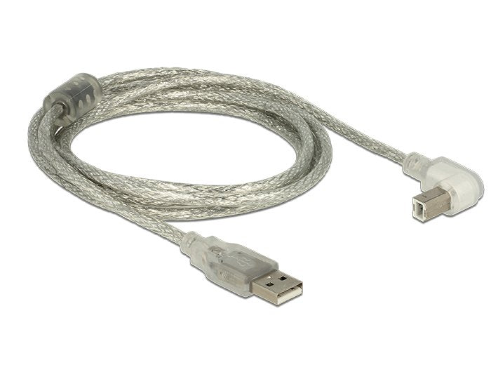 Delock Cable Usb 2.0 A Stecker > Usb 2.0 B Stecker 90g Gewinkelt Unten 2.0 M Transparent