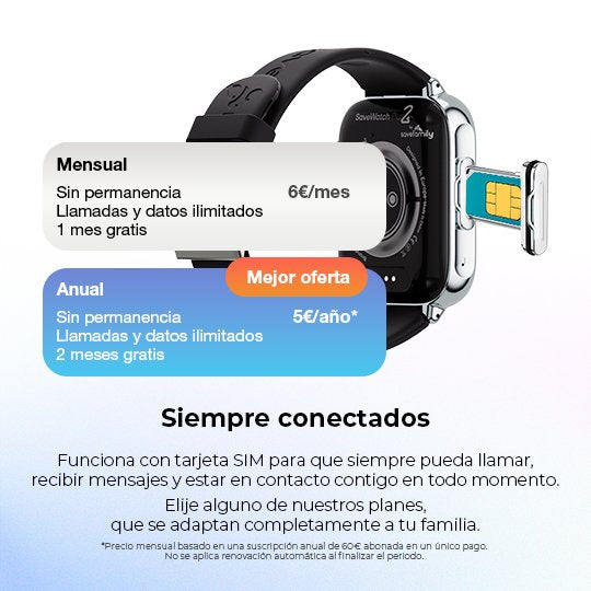 Savefamily Reloj Inteligente Infantil Savewatch Plus 2 - Pantalla Amoled - Carcasa Negra - Correa Tela Tribeca