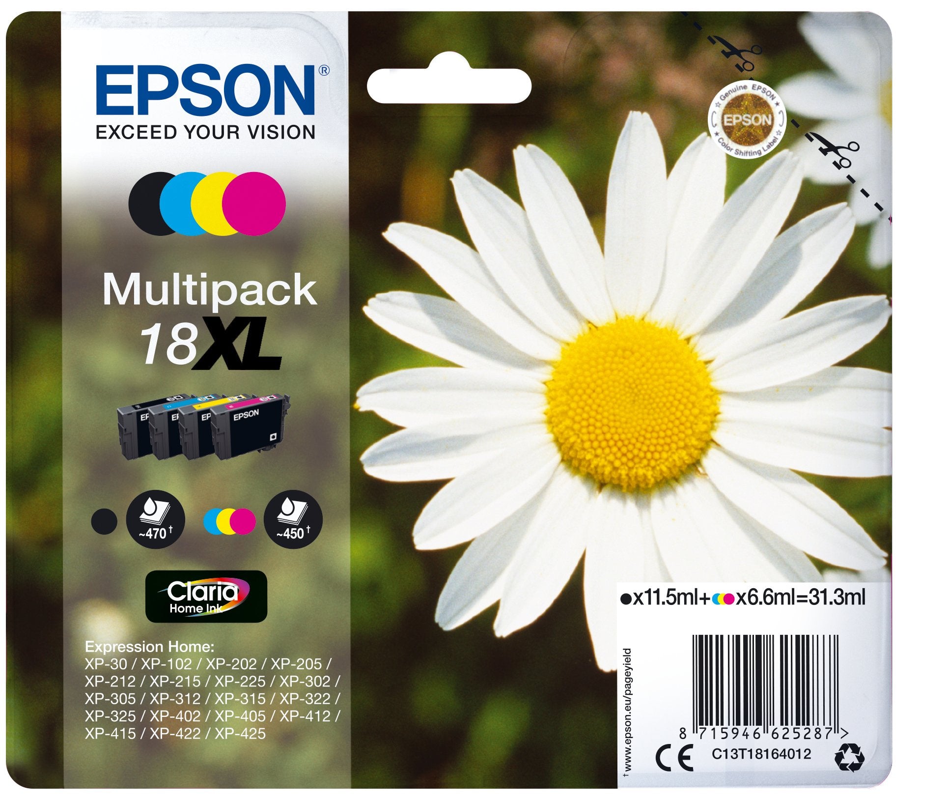 EAN 8715946625294 - Epson Daisy C13T18164022 cartucho de tinta 1 pieza(s) Original Negro, Cian, Magenta, Amarillo imagen 1