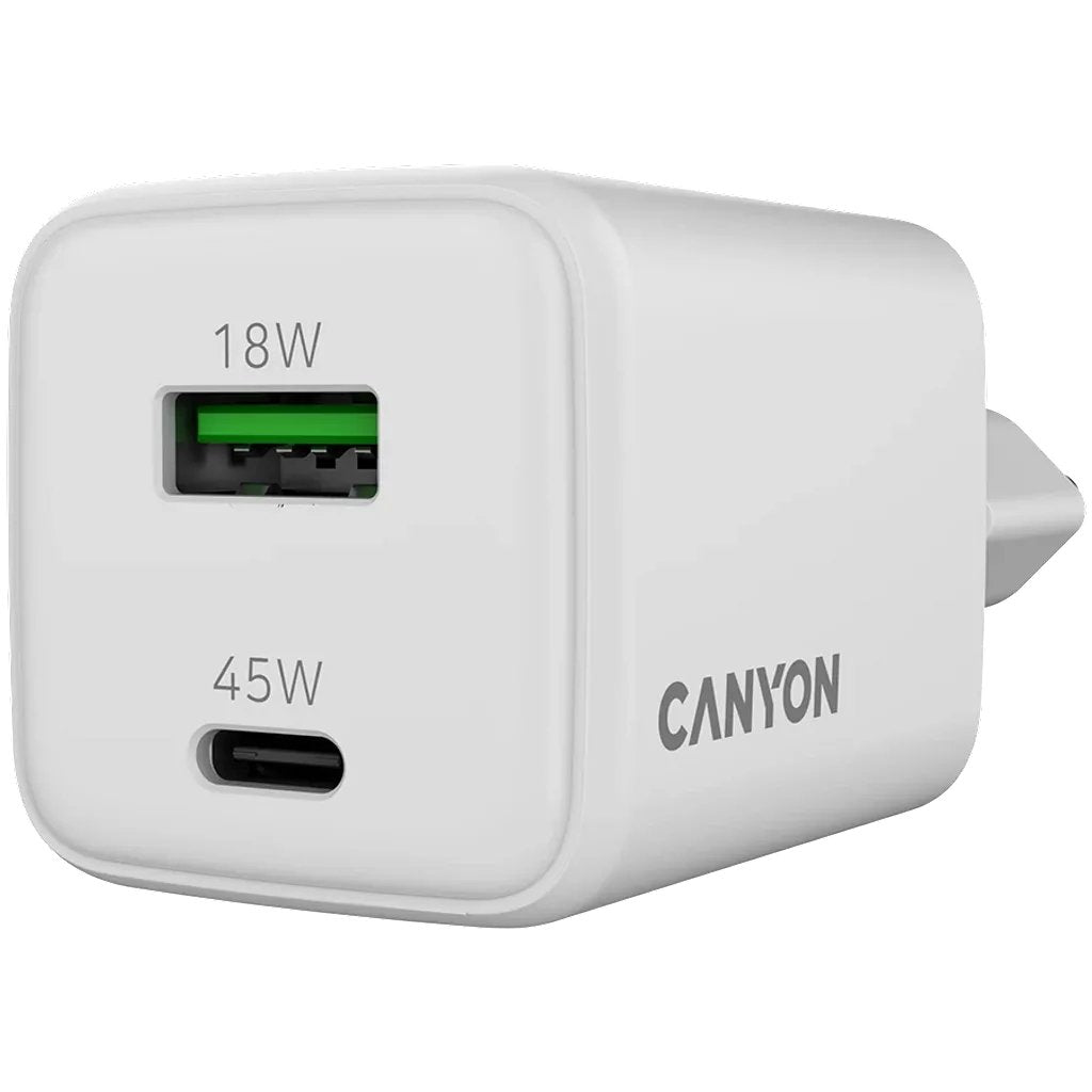 Canyon Cargador Cu45ac Gan 45w Pd, 2-Port Usb-A Usb-C Wh Retail