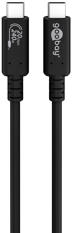Cable De 2,00m Usb 4 G2x2 20gbps Pd240w Usb-C Macho A Usb-C Macho Negro Video Datos Y Carga