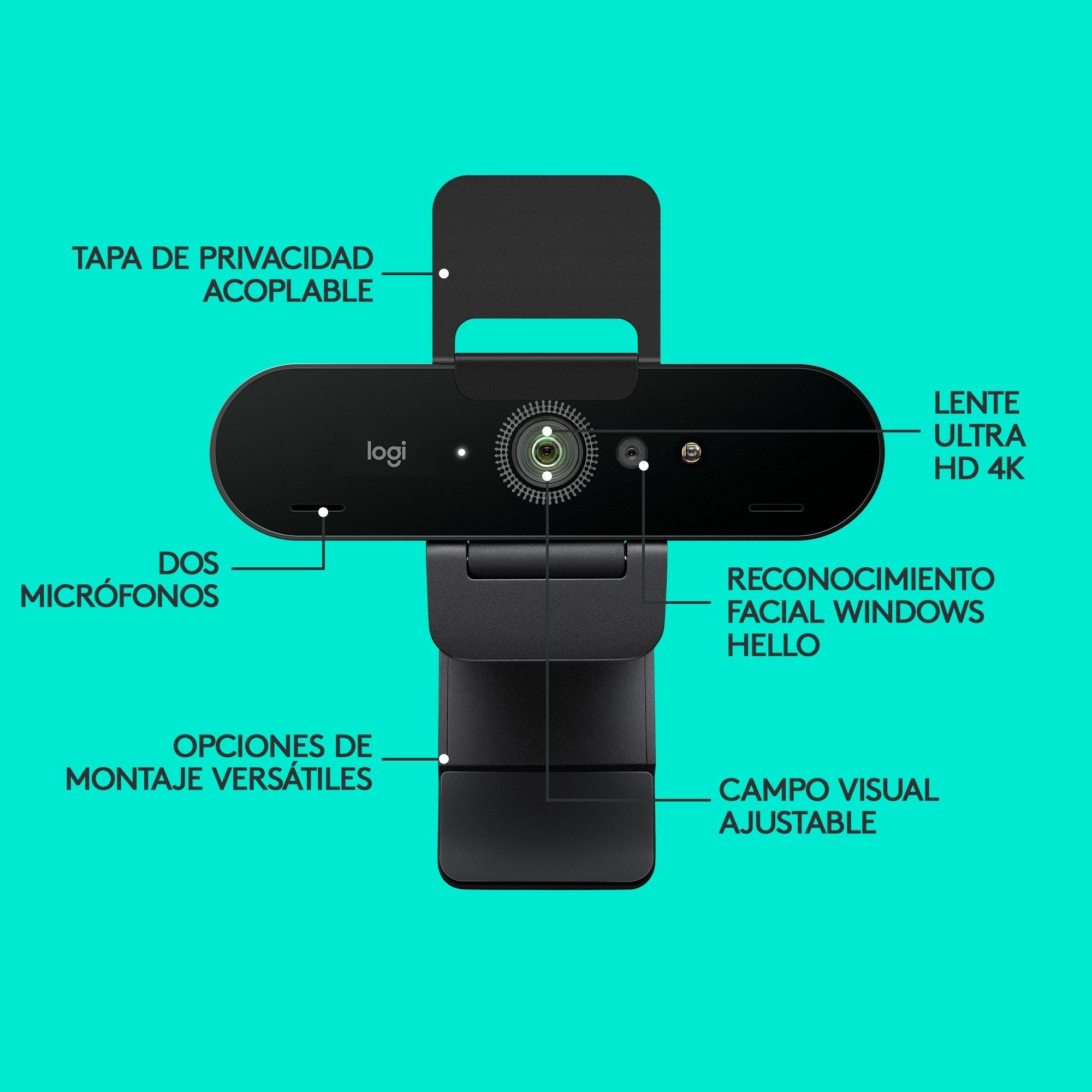 Webcam Logitech Brío Stream Enfoque Automático 4k
