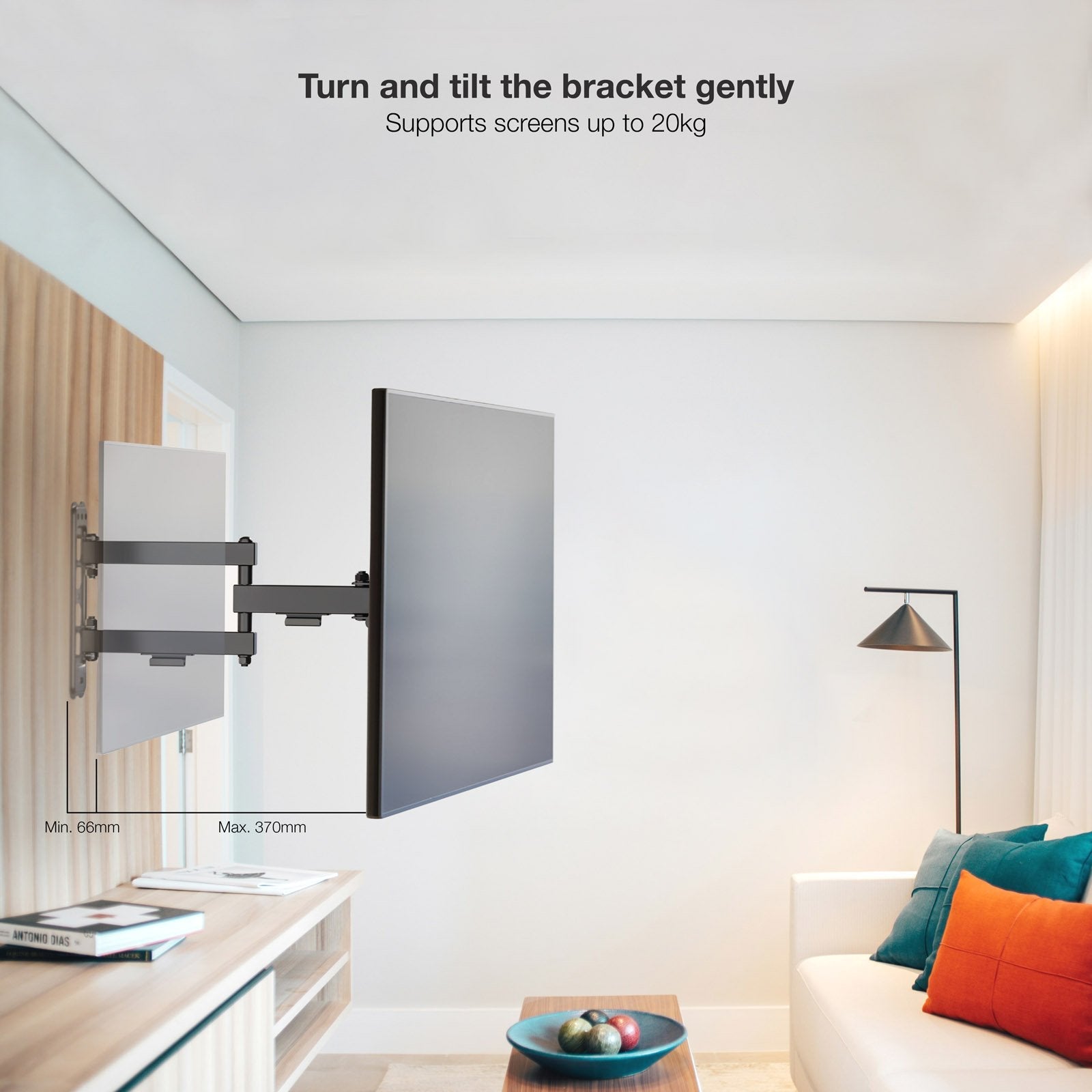 Soporte Pared Pantallas 13-43" Gira/Incli Negro