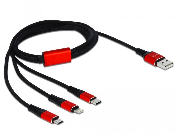 EAN 4043619858927 - DeLOCK 85892 cable USB USB 2.0 USB A USB C/Micro-USB B/Lightning Negro, Rojo imagen 1