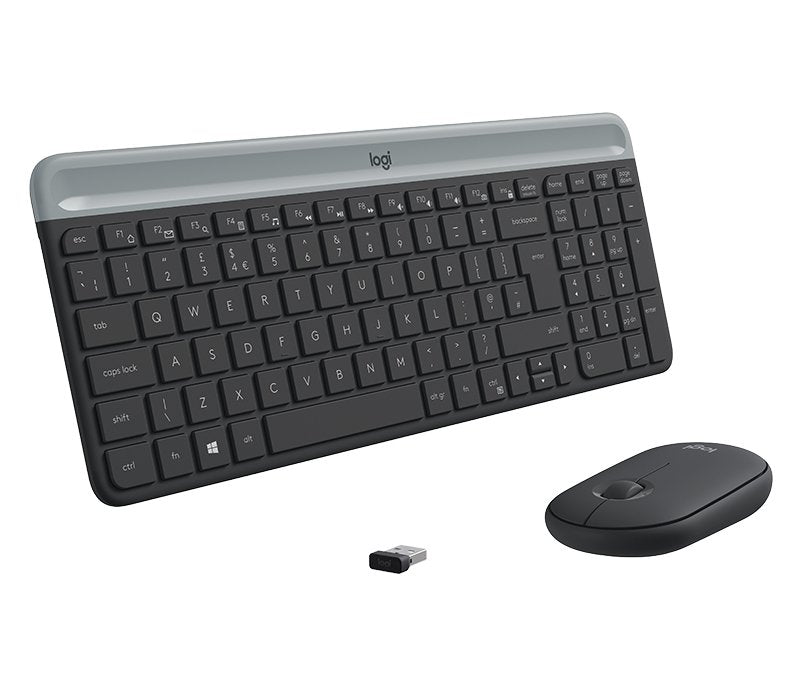 Logitech Mk470, Estándar, Rf Inalámbrico, Qwerty, Grafito, Ratón Incluido