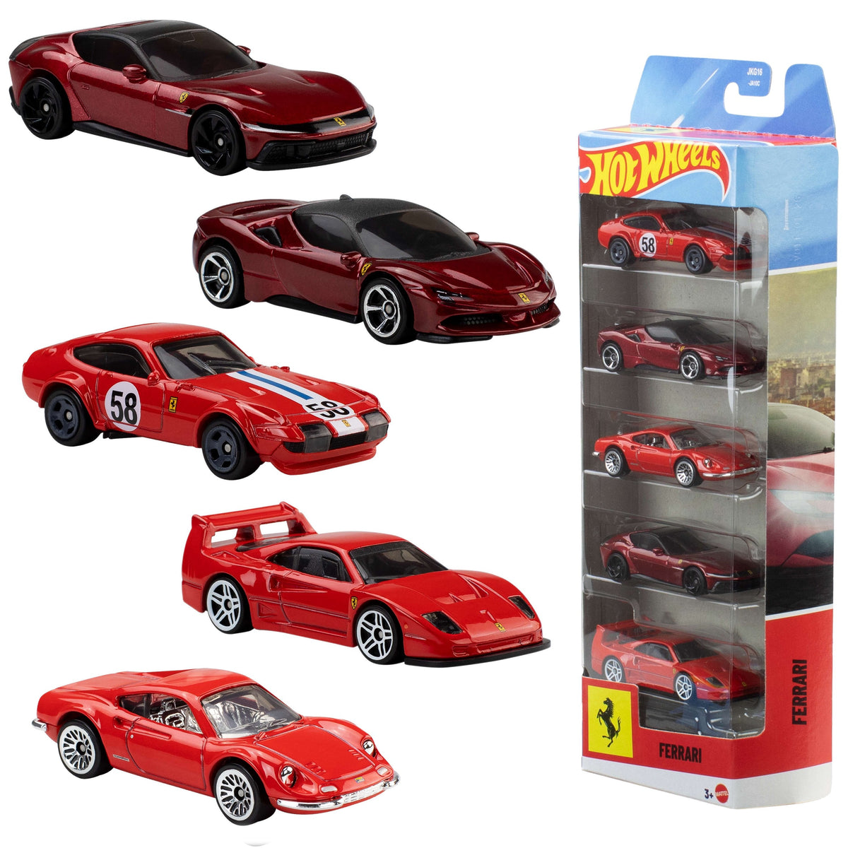 Blister 5 Vehiculos Ferrari Hot Wheels