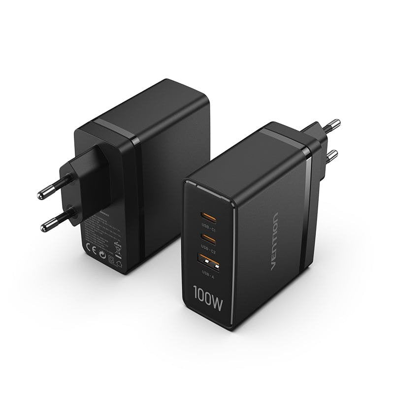 Cargador De Pared Vention Fegb0-Eu 2xusb Tipo-C 1xusb 100w