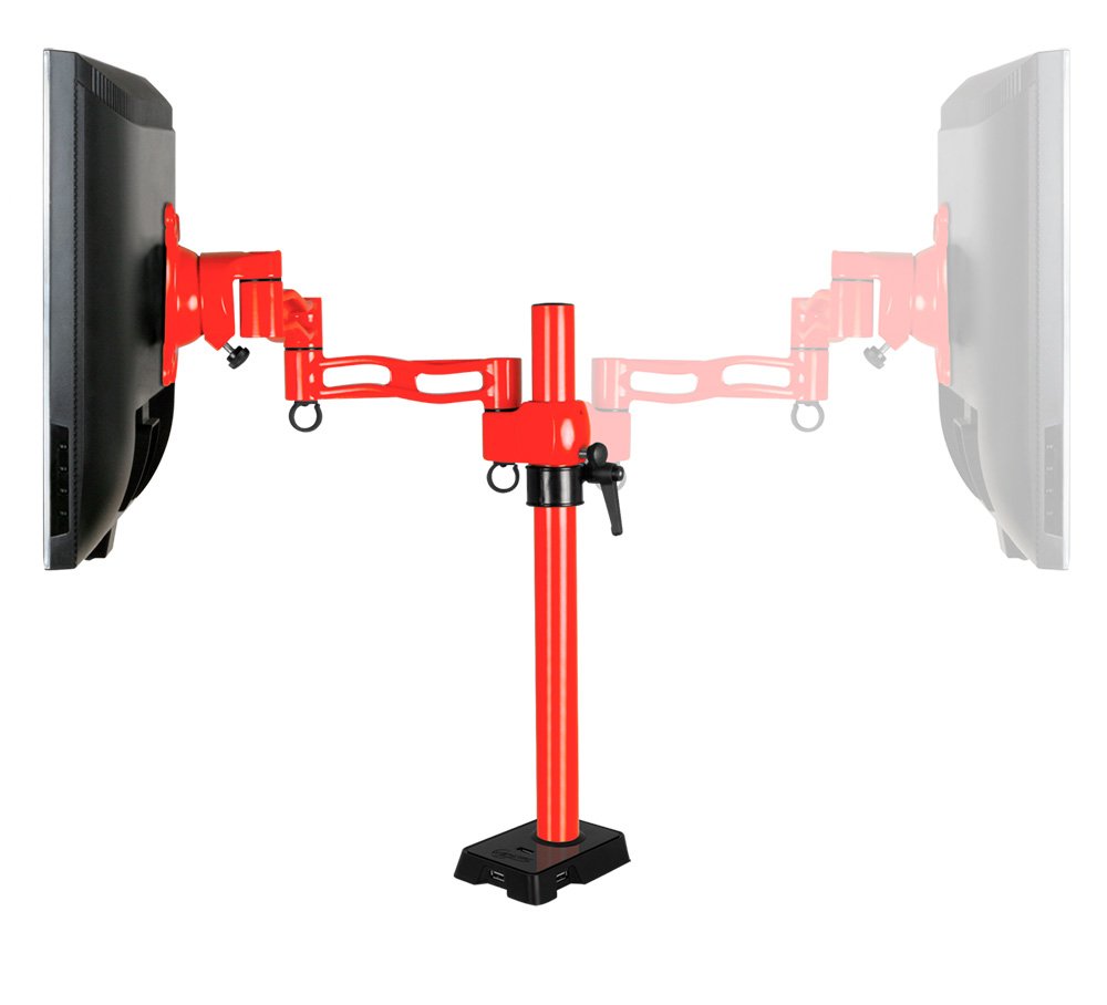 Brazo Para 1 Monitor Arctic Z-1 Rojo Con Hub Usb 4 Puertos